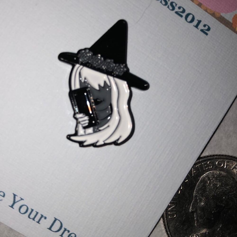 Witch on Cellphone Pin Brooch Halloween